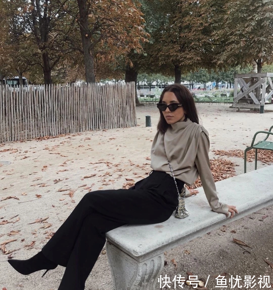 『气质』早春流行一种穿法,叫“衬衫+阔腿裤”,气质又显瘦,明星都爱穿