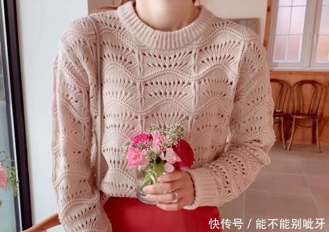 『短袖』女士淑女风格钩针圆肩短袖开衫