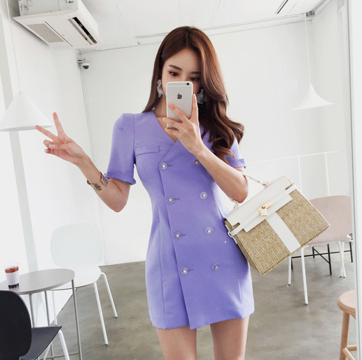 女神孙允珠，香水紫罗兰小资格调西装衬裙