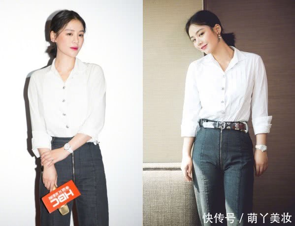 马思纯嫌牛仔裤太窄,故意把裤脚剪开叉,不仅不丑还显高10cm!