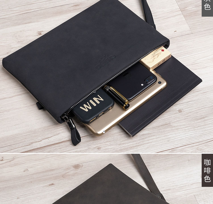 型男范手拿信封包:手感柔软舒适，防水耐磨耐用