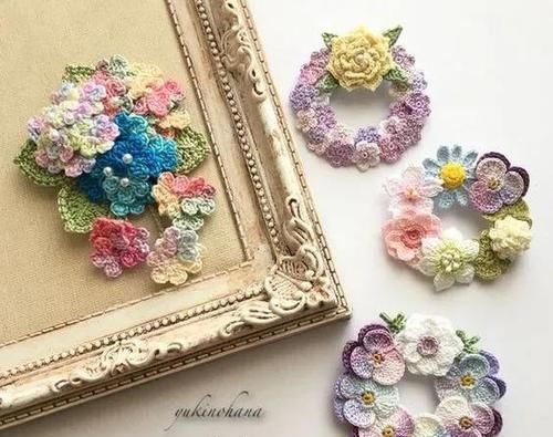  #胸针#外网的钩针小花好美，编织朵小花，做一个春天的胸针！DIY手工