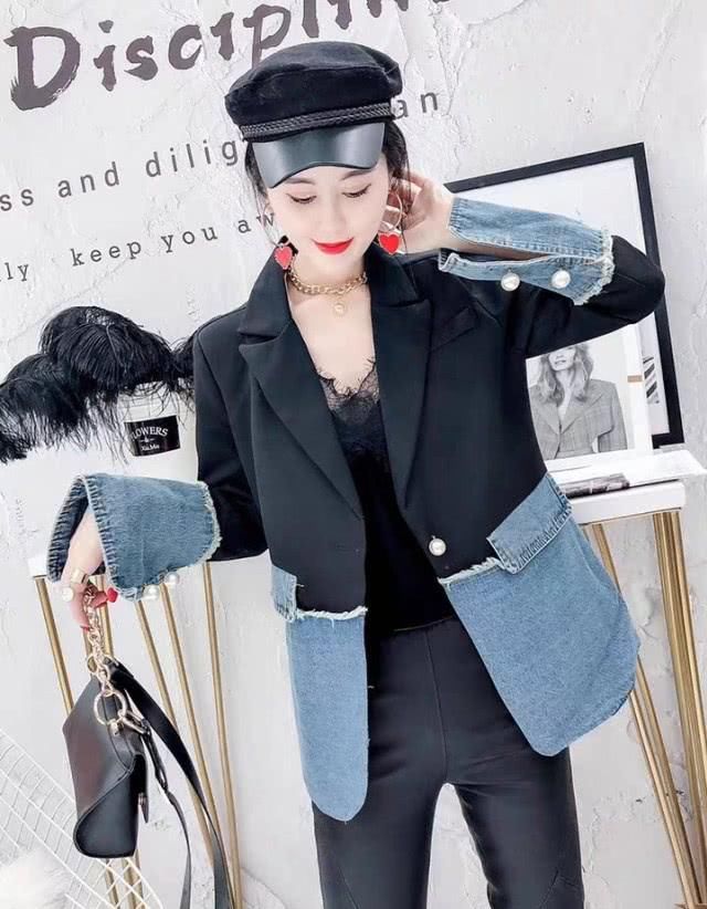 『代表』西服加牛仔拼接,明星的款式,潮流的代表