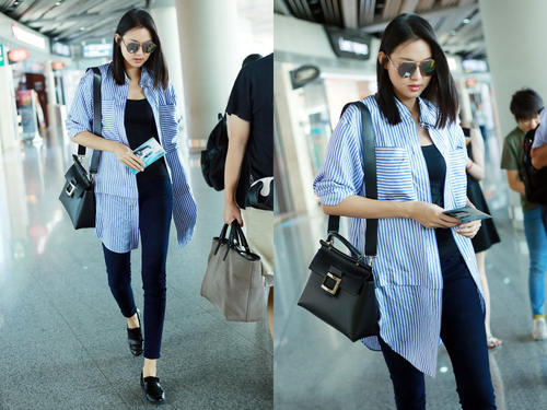 大海全是水，张梓琳全是腿！平底鞋能穿得这么高级的也就只有她了