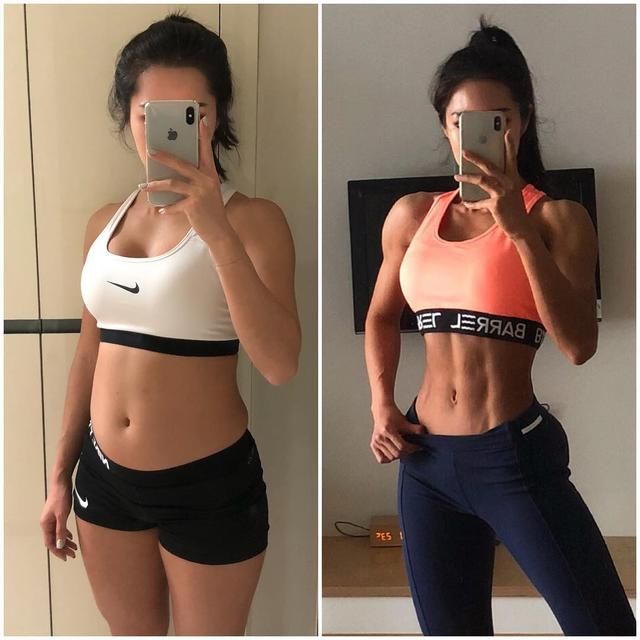长腿健身女神，身材出众，健身前后差别大