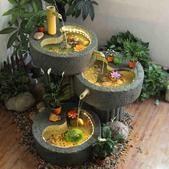 庭院水景流动的禅意