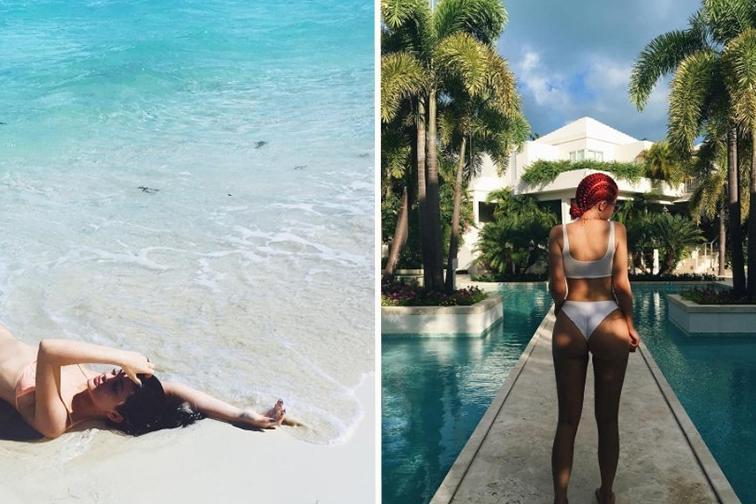 凯莉·詹娜穿露肩礼服过生日,蝴蝶背抢镜,怪不得她爱穿露背装