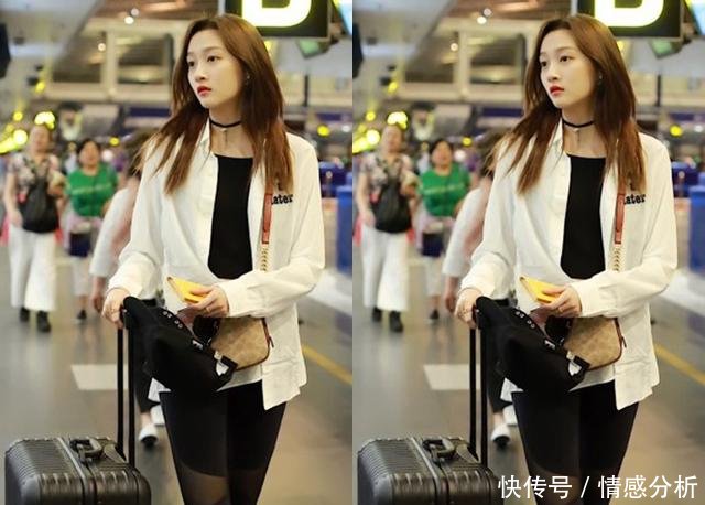 关晓彤真自信，穿条瑜伽裤就去戛纳，还故意系错扣子露出小蛮腰