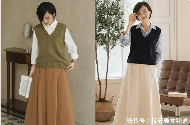  女人■时尚的“毛衣+半裙”搭配，宽松舒适的版型，让你优雅自信做女人