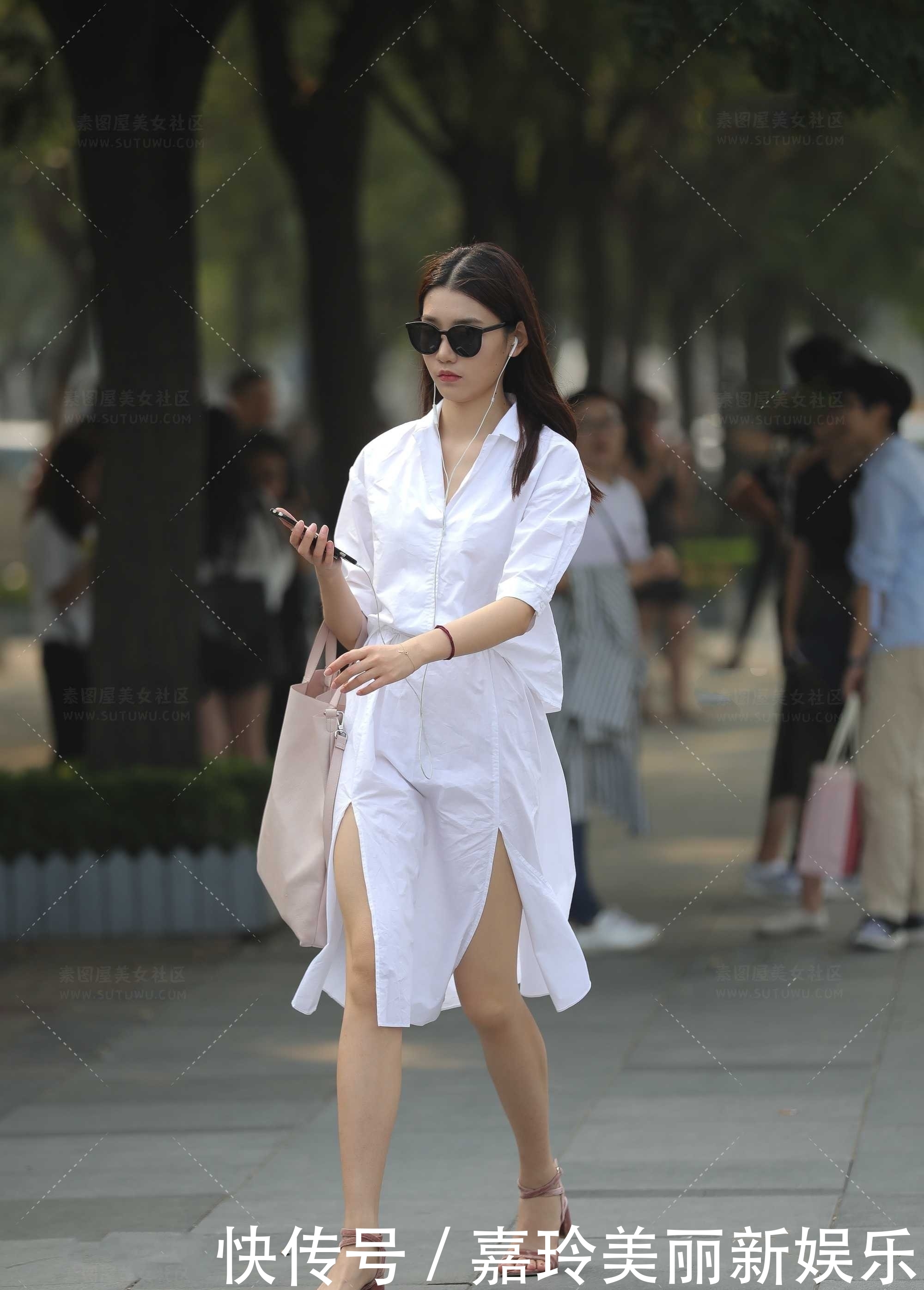  【清爽】美女街拍：小姐姐干净清爽，穿一件白色衣服，美美的