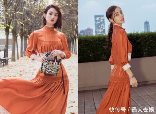 女星撞衫大比拼，热巴完胜古力娜扎，杨颖赢了杨幂却输给了赵丽颖