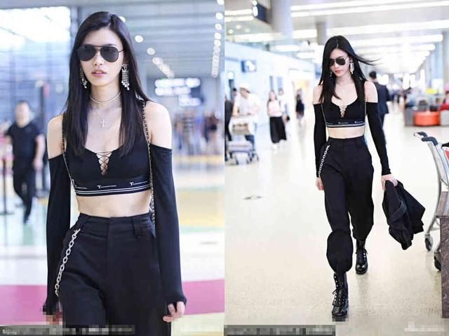 奚梦瑶为了火真拼，机场照穿露脐装一转身却吓坏网友，真不如不穿