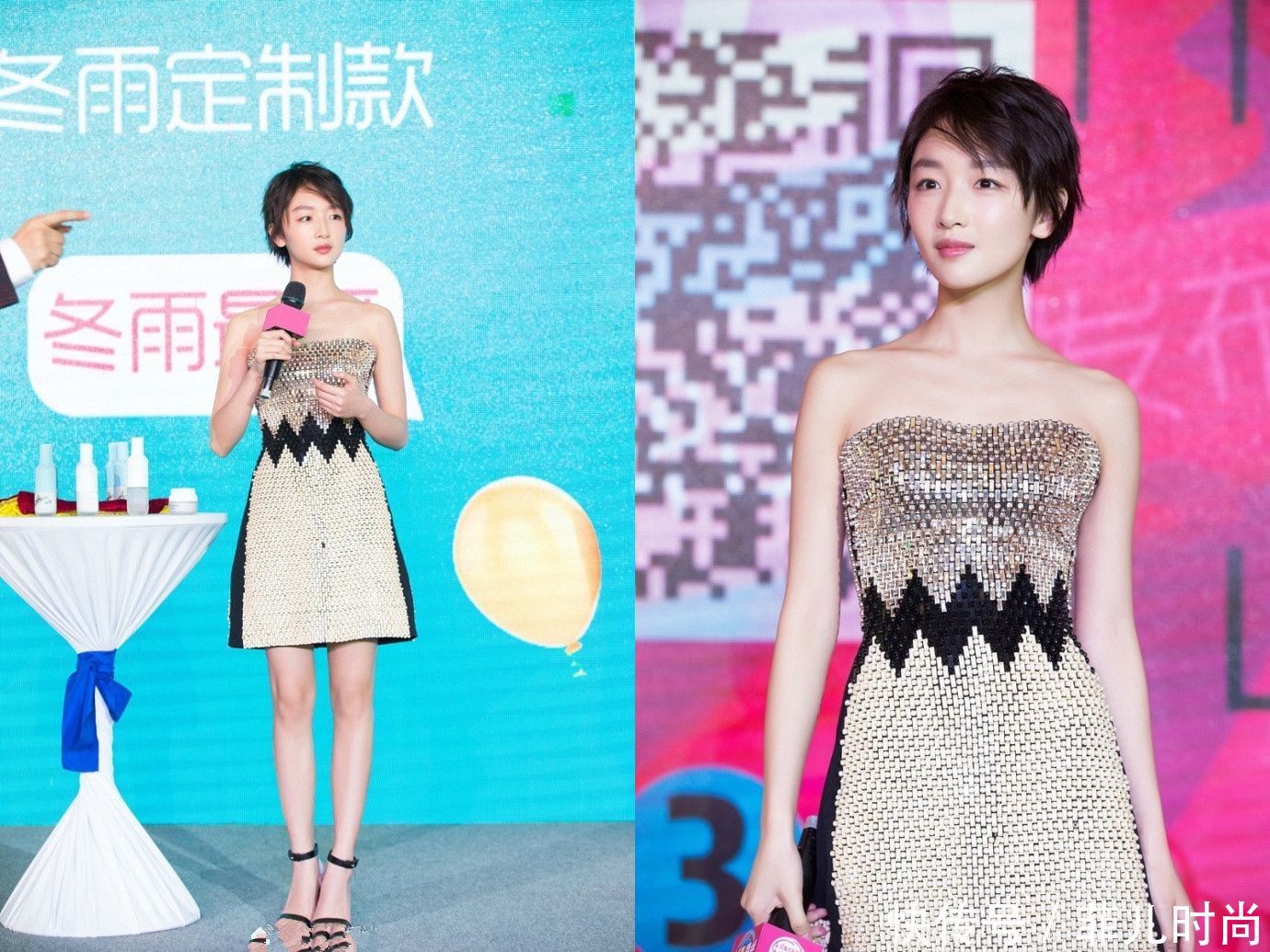 别再说周冬雨“平胸”了!看看穿上抹胸裙的她,照样有曲线!