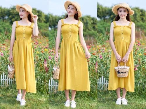 夏天最流行穿黄色的连衣裙，再配上这5双鞋子，特别时髦又显白！