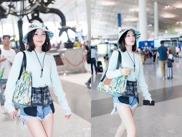 袁姗姗太猛了!这么窄的短裤也能一次穿两条,网友:90斤没白瘦!