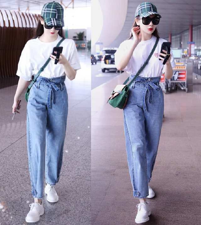 戚薇真猛！为显腿长裤子提到胸部以下，坐下时世界都安静了！