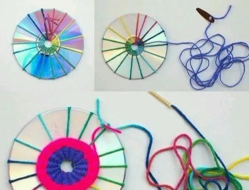  [手工]旧光盘和毛线钩针结合！DIY手工变废为宝，光盘旧物改造教程合集