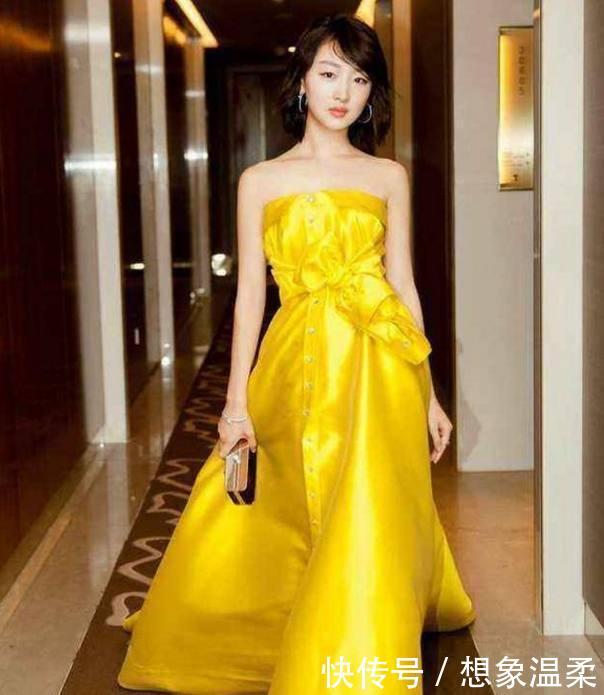 同样是穿黄色礼服, 周冬雨有范, 热巴美艳, 最后一位无人能及
