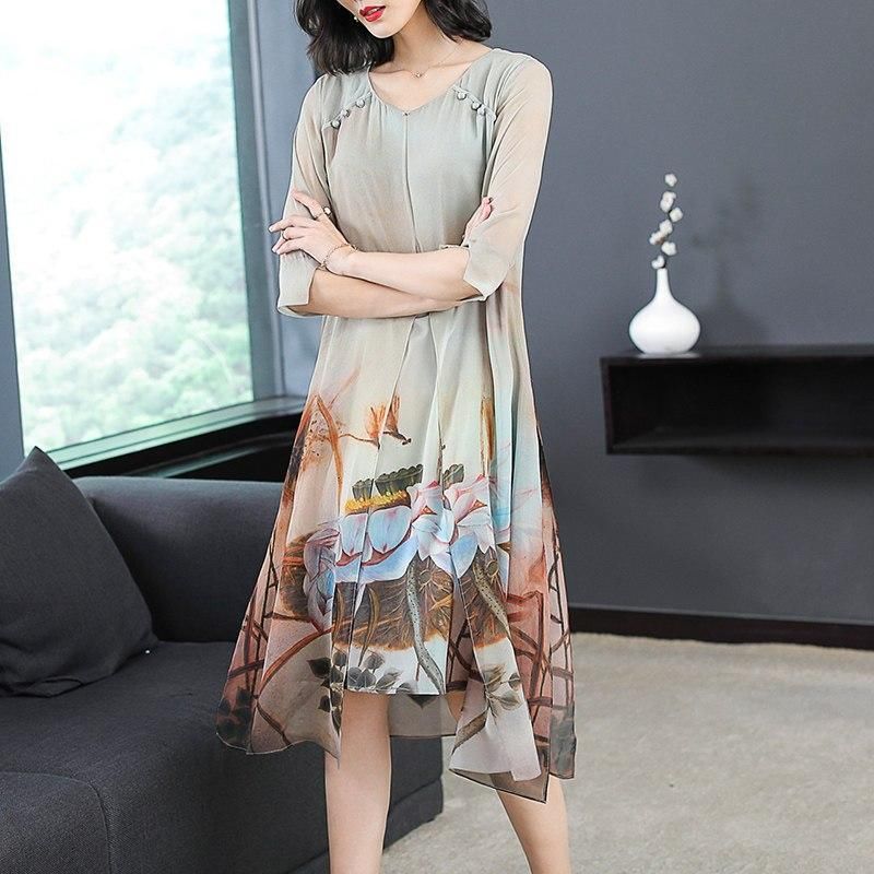 刚上市的印花“香云纱裙”，高雅华丽又显瘦，穿起来超美更有档次