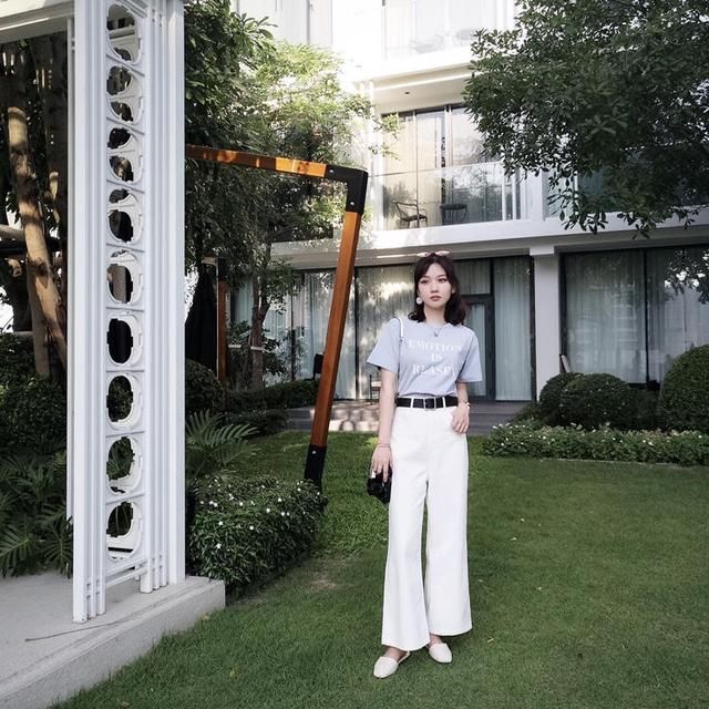 白色调加持，阔腿裤清爽十足