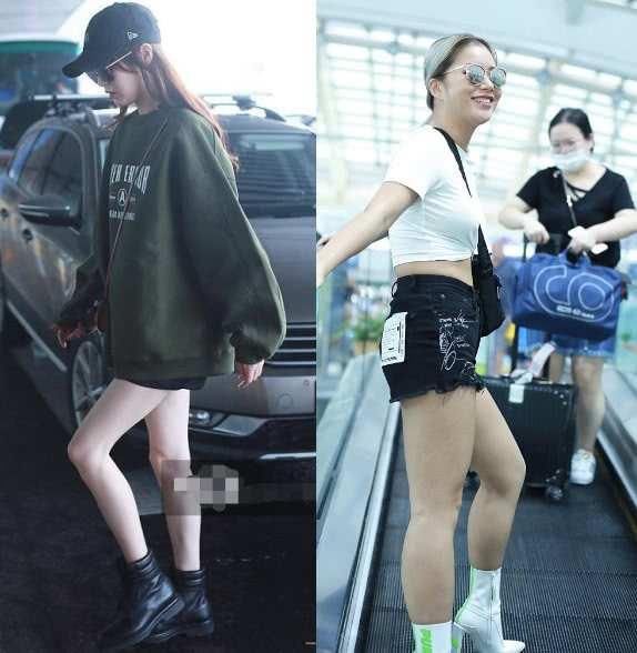 130斤王菊撞上86斤唐嫣，同穿黑色超短裤，网友：看完不想减肥了