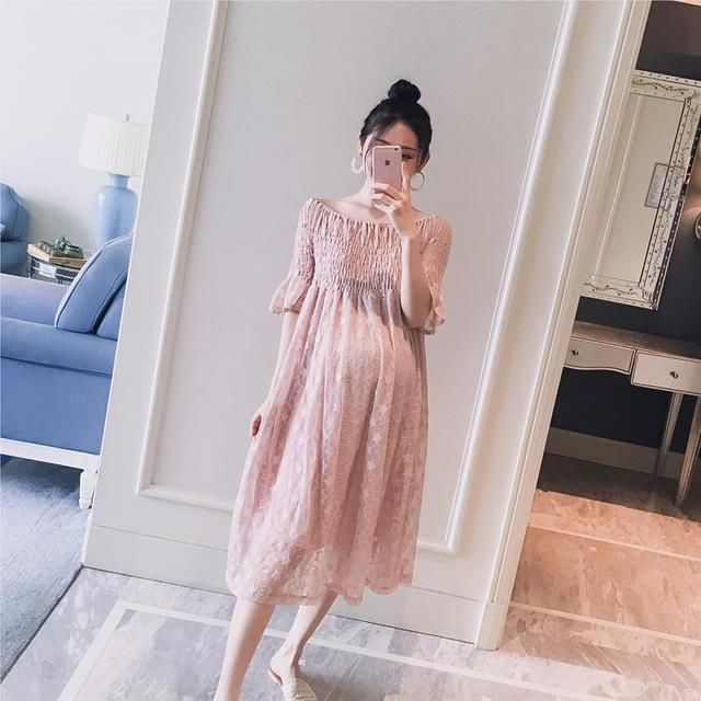 90后孕妈真甜美，孕妇裙穿出少女范，清新夏季，清爽时尚