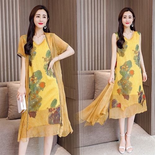 三伏天最流行的棉绸裙，配高跟鞋，一件比一件美的迷人