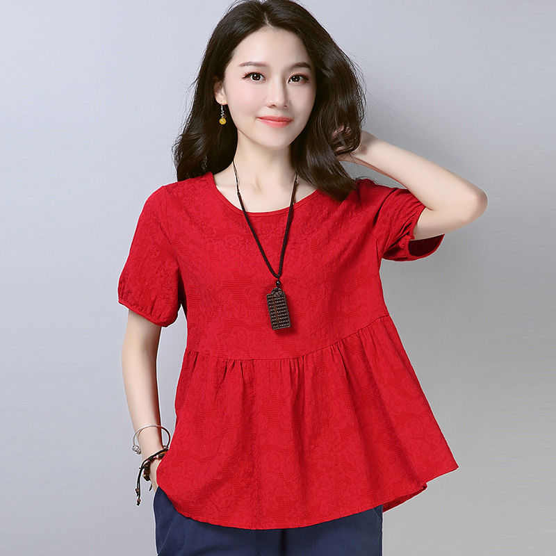 有一种清凉叫:“天然棉麻衫”配萝卜裤穿很舒适，美的独一无二