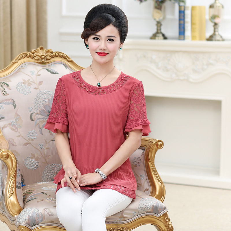 给50岁的妈妈买了这款妈妈装，简约大气还减龄，夏天穿上美极了