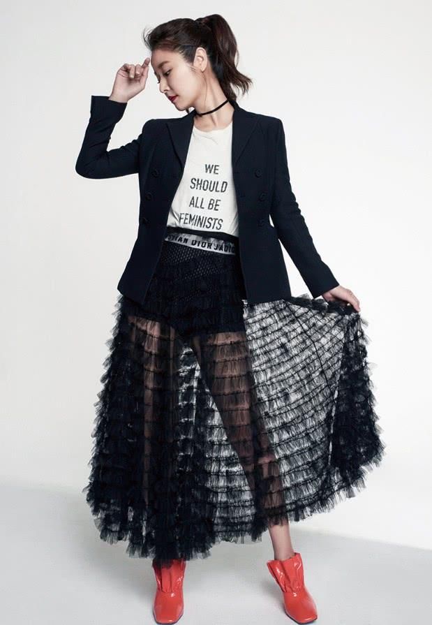 原本杨颖穿搭已经很霸气了，但是看到林心如，才知道气场是什么！