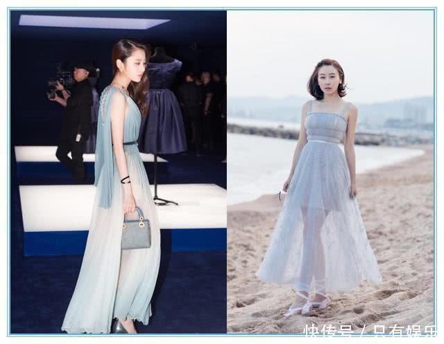 当毛俊杰和张慧雯同穿蓝纱吊带裙，终于知道已婚和单身的差距了！