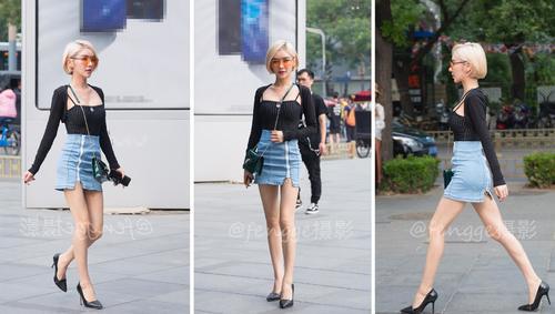 街拍: 偶遇著名网红小喵大宝, 猫步走起来不输T台大模