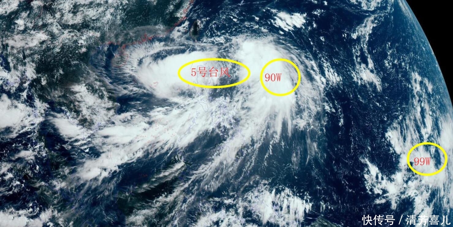 5号台风丹娜丝路径“大调整”！或兄弟要来了，90W和99W同时出现
