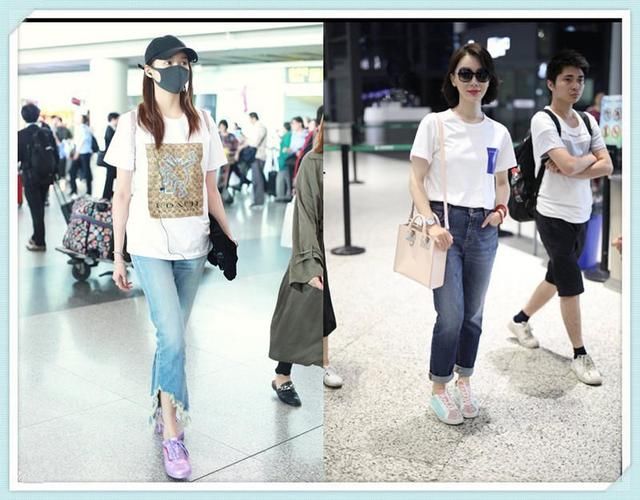 当陈数和关晓彤同穿白T配仔裤，才知道年龄和气质哪个更重要!