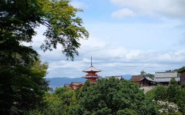 日本清水寺建筑独特，身着和服行走于街巷的女子，成靓丽的风景