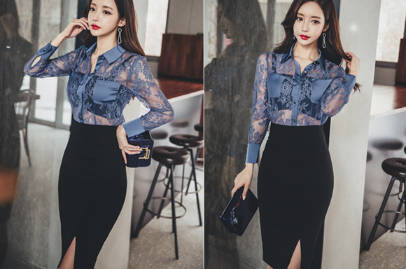 女神孙允珠，萤火藏花碧波海石花透明衬衫