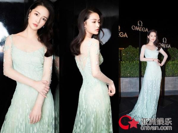 三位身穿绿色礼服的女星 刘诗诗仙气李沁邻家吕佳容甜心