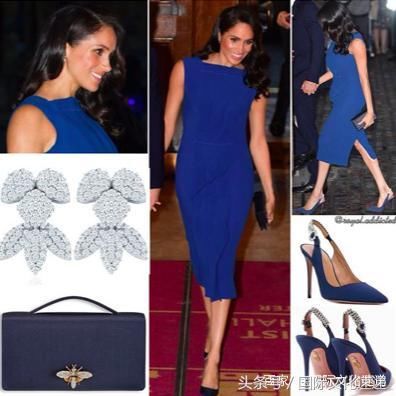 37岁梅根出席演唱会，蓝色连衣裙又双叒叕惊艳全场，Dior耳钉抢镜