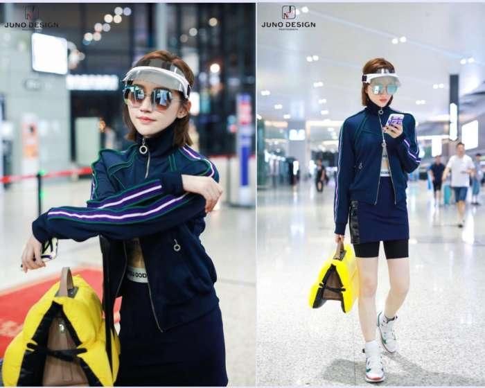 景甜的时尚真难懂，外套不好好穿就算了，还秀出打底裤竟一点不丑