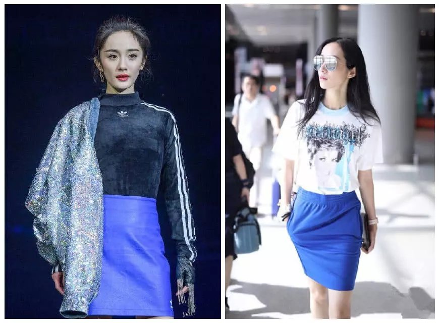 本以为杨幂穿蓝色包臀裙够惊艳了，看到韩雪这样穿，我沉默了
