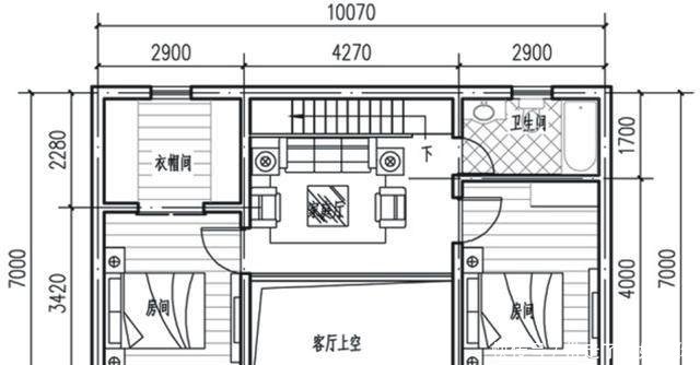 新农村自建房10米X7米 带天窗 两种平面图方案哪个好