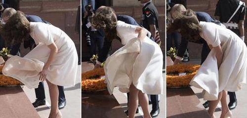 凯特王妃夏季裙装出行，大风袭来春光无限，再优雅也无济于事