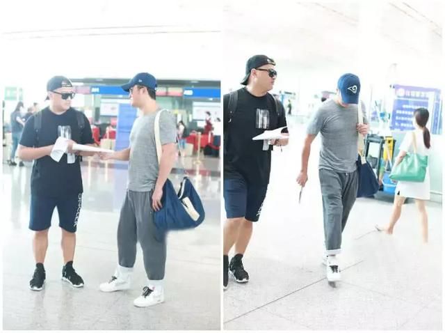 44岁吴京灰T灰裤，小肚腩都有荷尔蒙味，小9岁谢楠HOLD得住？