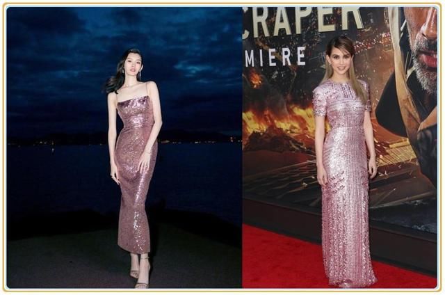 本以为奚梦瑶穿粉色亮片裙身材炸裂，可看到昆凌这效果，我沉默了