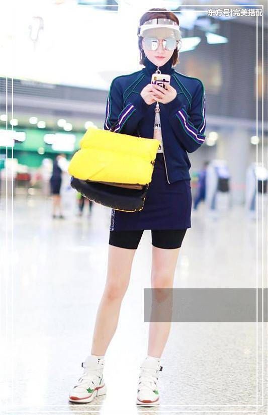 裙子里面套长裤算什么?景甜直接套健美裤,网友直呼:丑出新高度