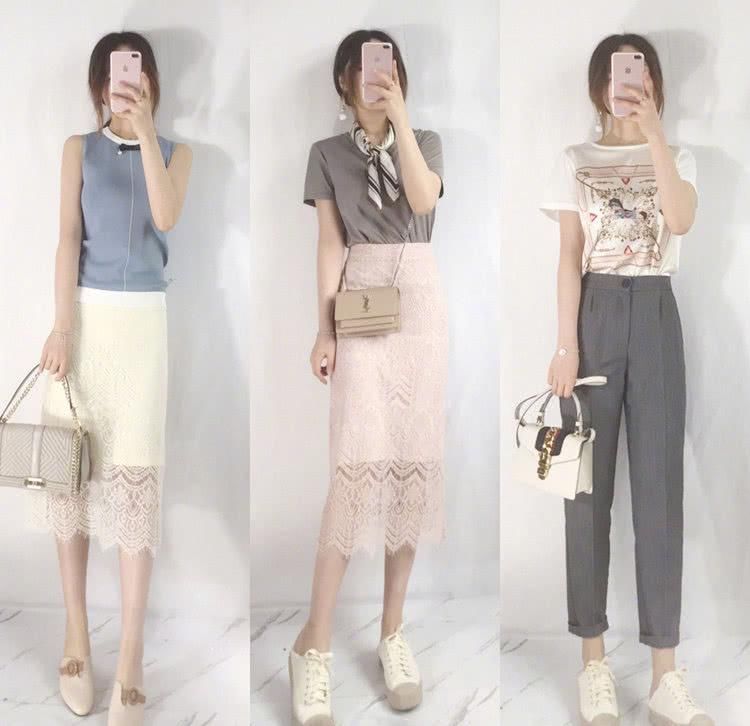  #实用#以黑白灰为主调的春夏穿搭，气质与甜美并存，通勤休闲都实用！