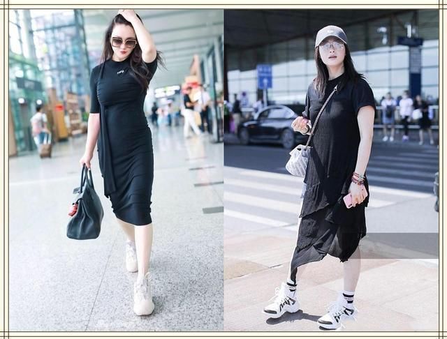 当冉莹颖和蒋欣同穿黑色长裙，网友：终于知道丰腴和微胖的差距了