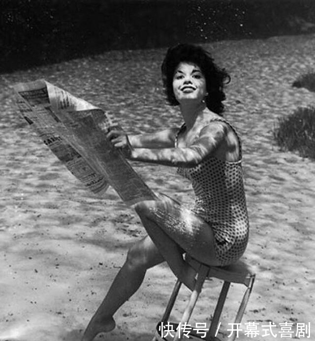 一组老照片:30年代美国摄影师的水中摄影作品旧照,水底搞烧烤?