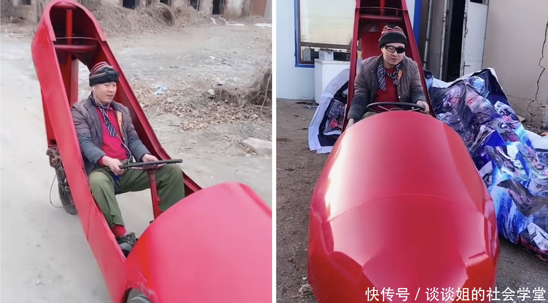  「改成」农民把拖拉机改成“高跟鞋”，长3米还可发动，每月带来