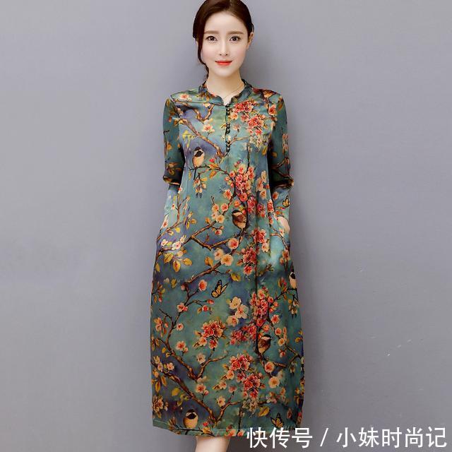 『优雅』民族风,中长款,气质的印花,穿出东方女性美